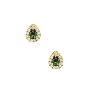 Clarissa Australian Teal Sapphire & Diamond Earrings
