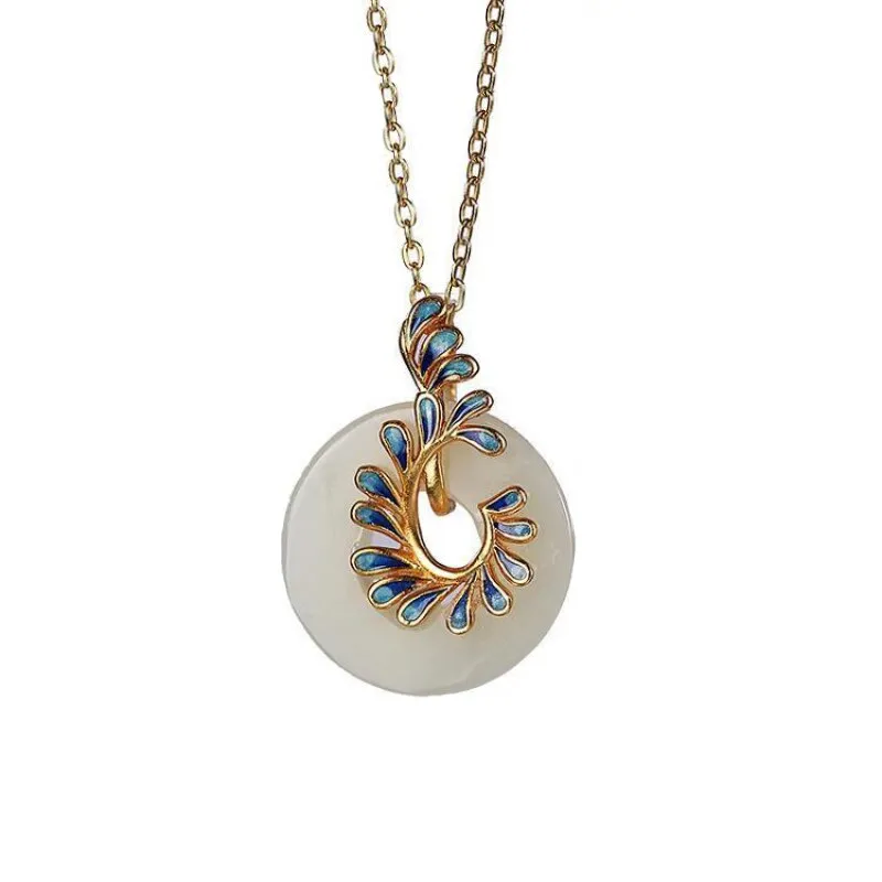 Classic Design Natural Hotan Jade Round Exquisite Necklace for women