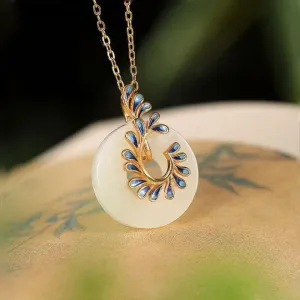Classic Design Natural Hotan Jade Round Exquisite Necklace for women