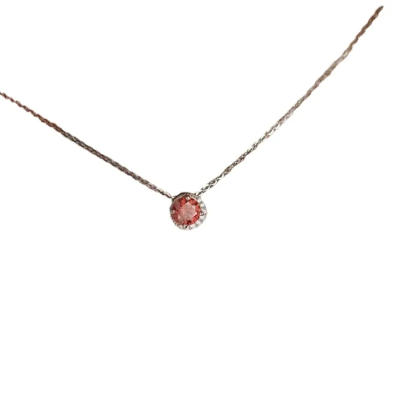 Classic silver inlaid exquisite and luxurious clavicle chain red crystal necklaces pendant