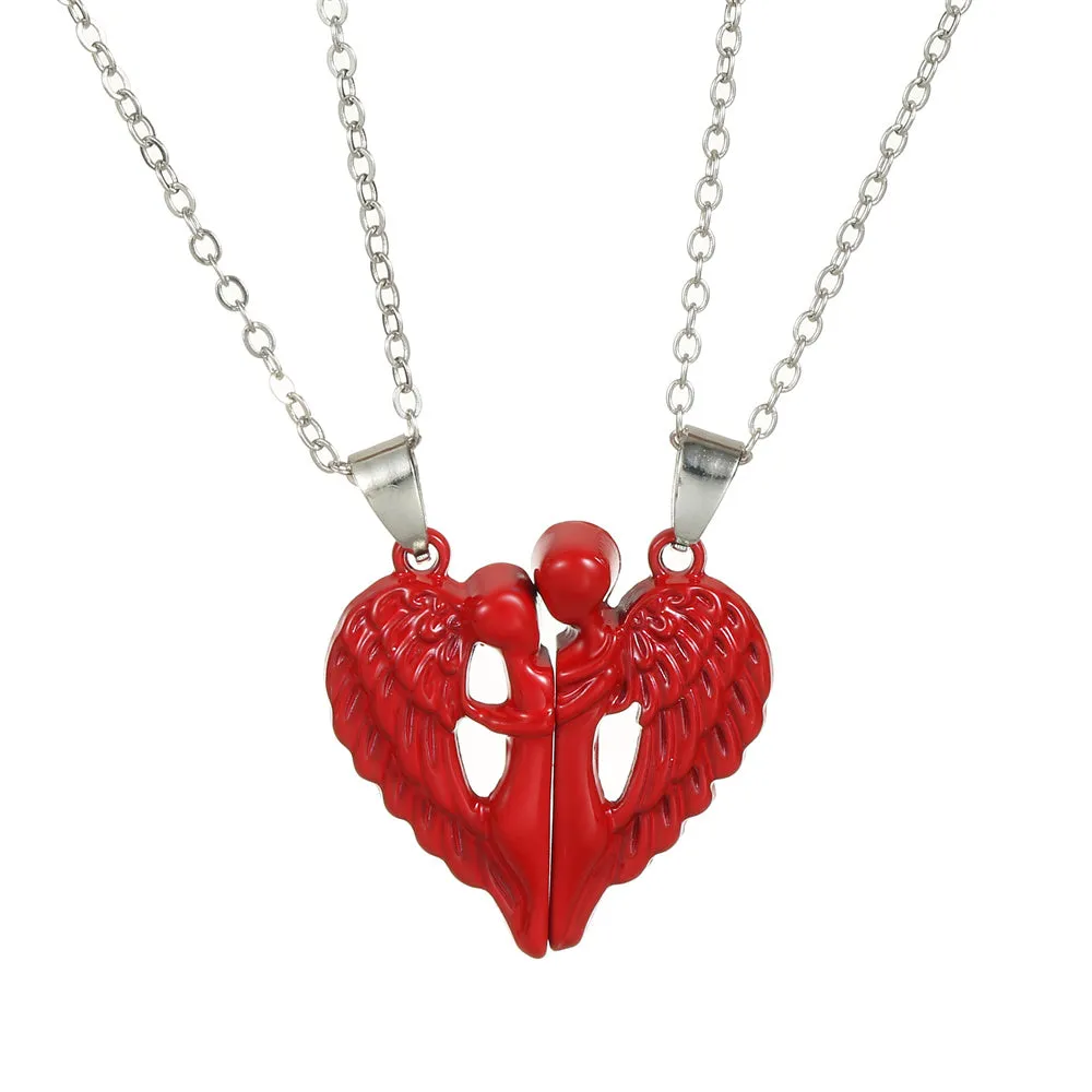 Couple Necklace Magnetic Matching Angel Necklaces for Couples Valentine's Gift for Lover