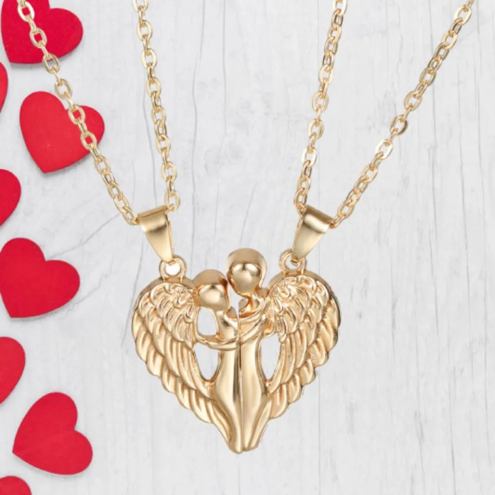 Couple Necklace Magnetic Matching Angel Necklaces for Couples Valentine's Gift for Lover