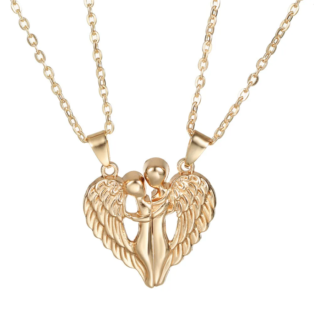 Couple Necklace Magnetic Matching Angel Necklaces for Couples Valentine's Gift for Lover