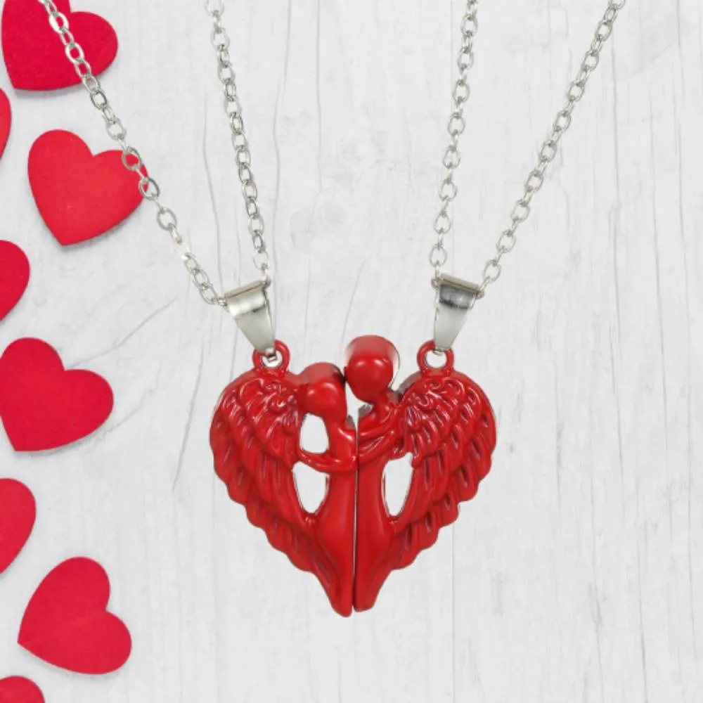 Couple Necklace Magnetic Matching Angel Necklaces for Couples Valentine's Gift for Lover