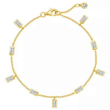 CRISLU Baguette Anklet Finished in 18kt  Gold or Pure Platinum