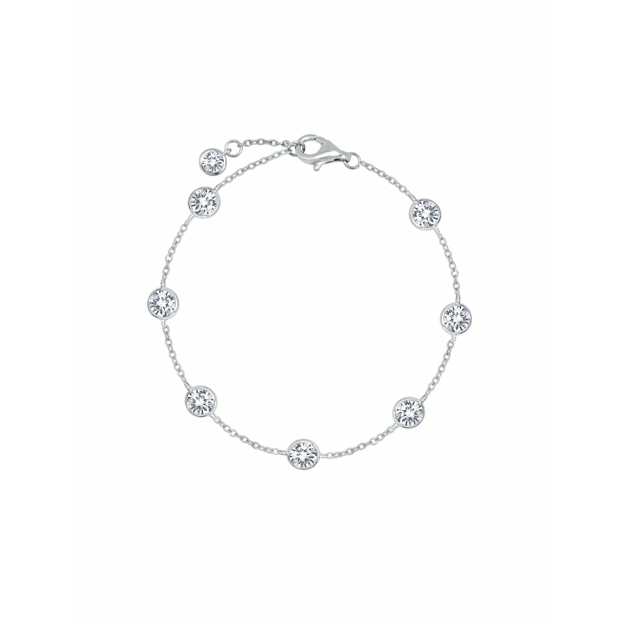 CRISLU Large Bezel Station Anklet Finished in Pure Platinum