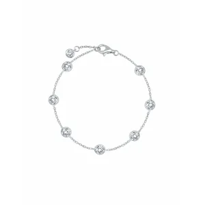 CRISLU Large Bezel Station Anklet Finished in Pure Platinum