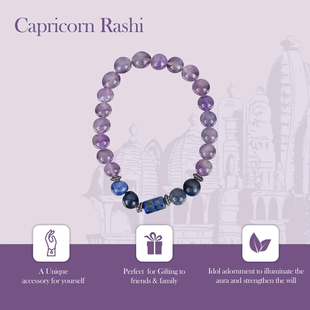 Crystal Bracelet - 2.5 Inches | Semi Precious Stone Hand Band/Crystal Bead Hand Bracelet for Capricorn Zodiac