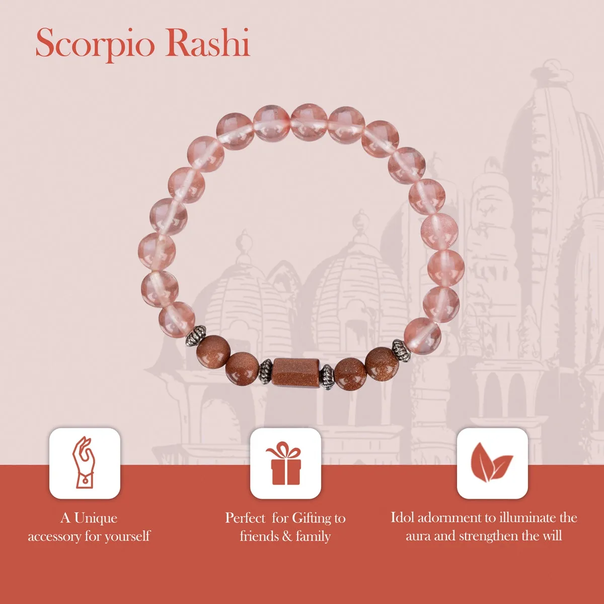 Crystal Bracelet - 2.5 Inches | Semi Precious Stone Hand Band/Crystal Bead Hand Bracelet for Scorpio Zodiac