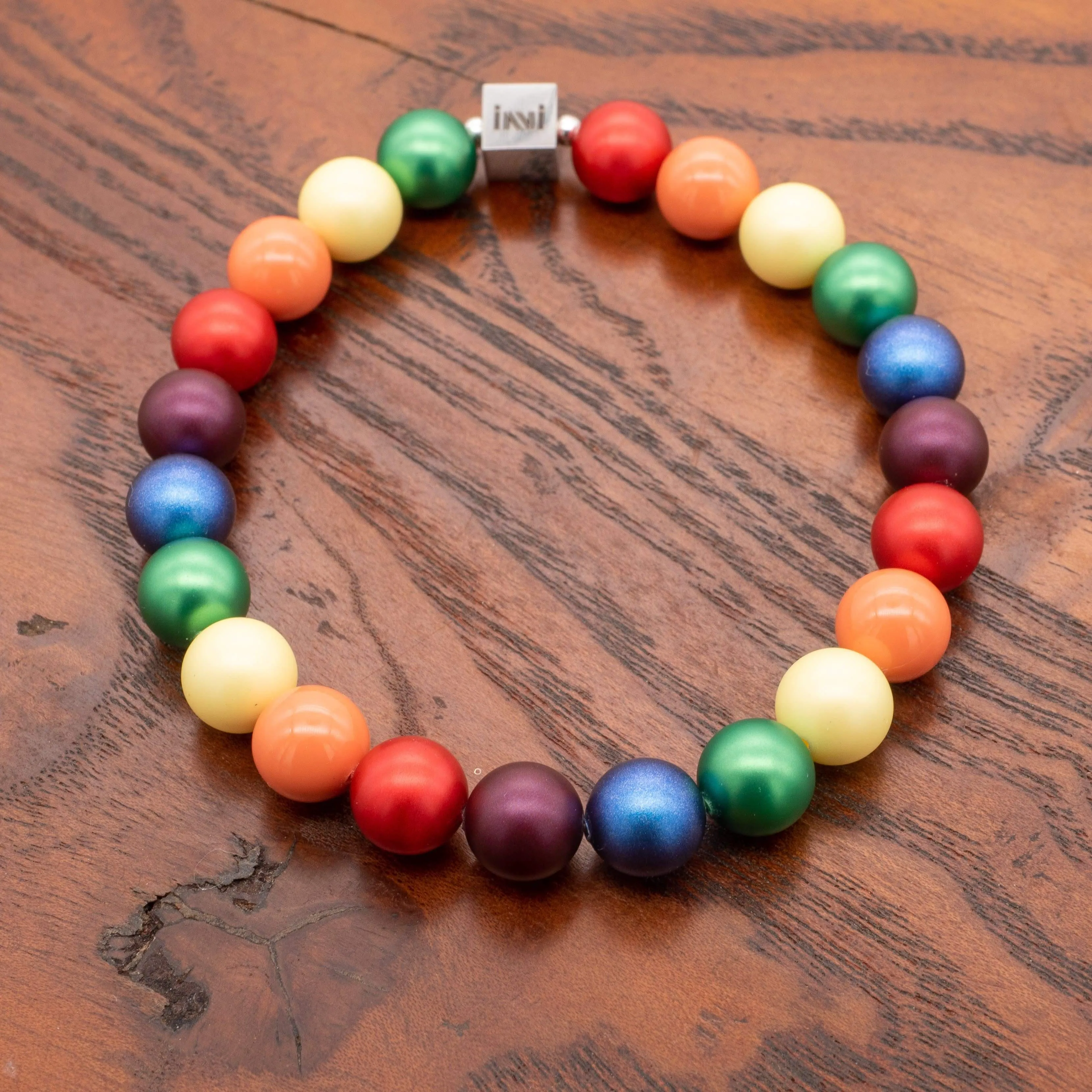 Crystal Pearl Rainbow Pride Bracelet