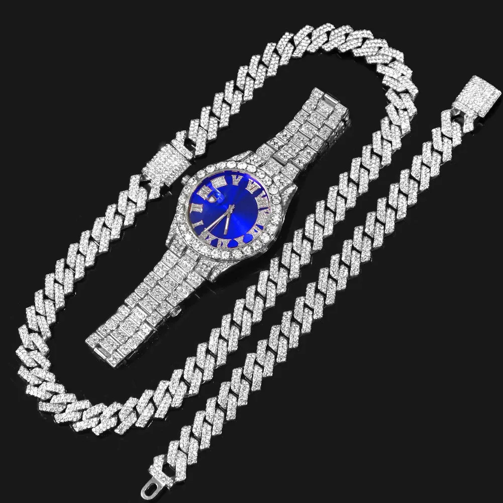 Cuban Chain Iced Jewelry Set