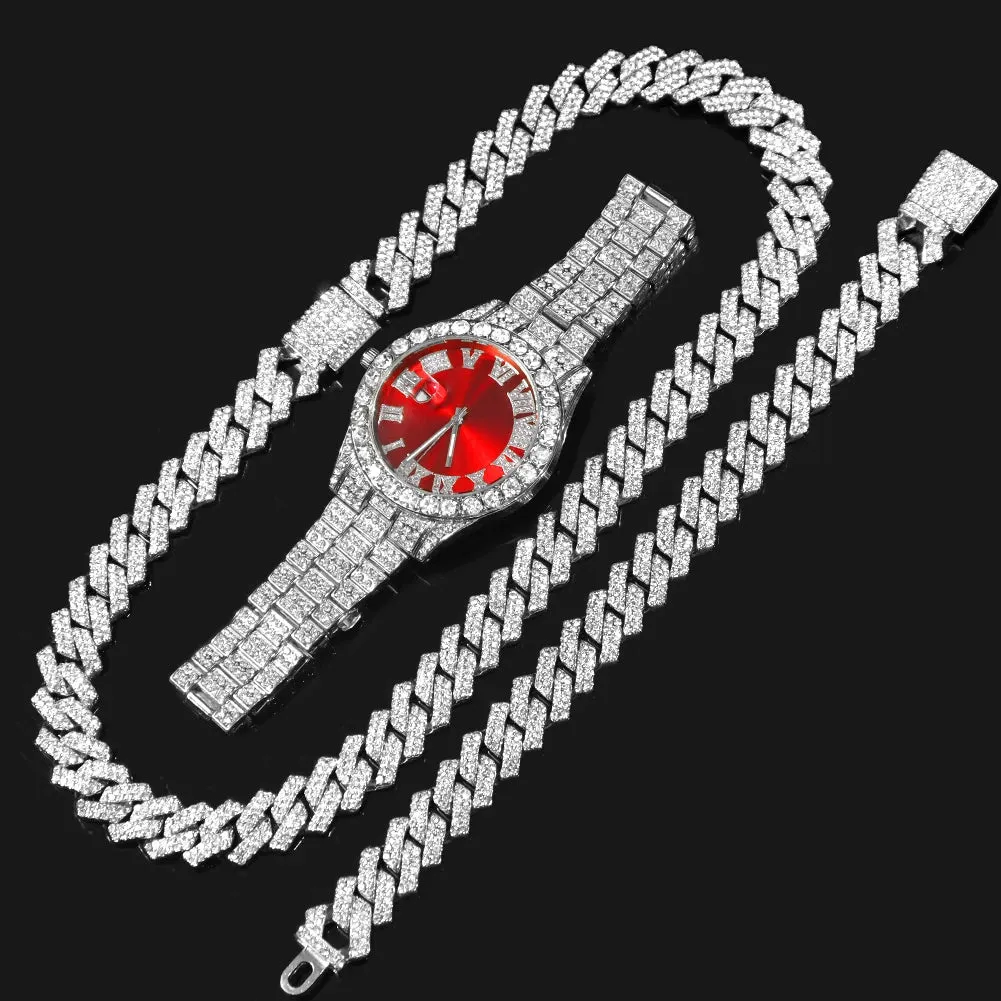 Cuban Chain Iced Jewelry Set