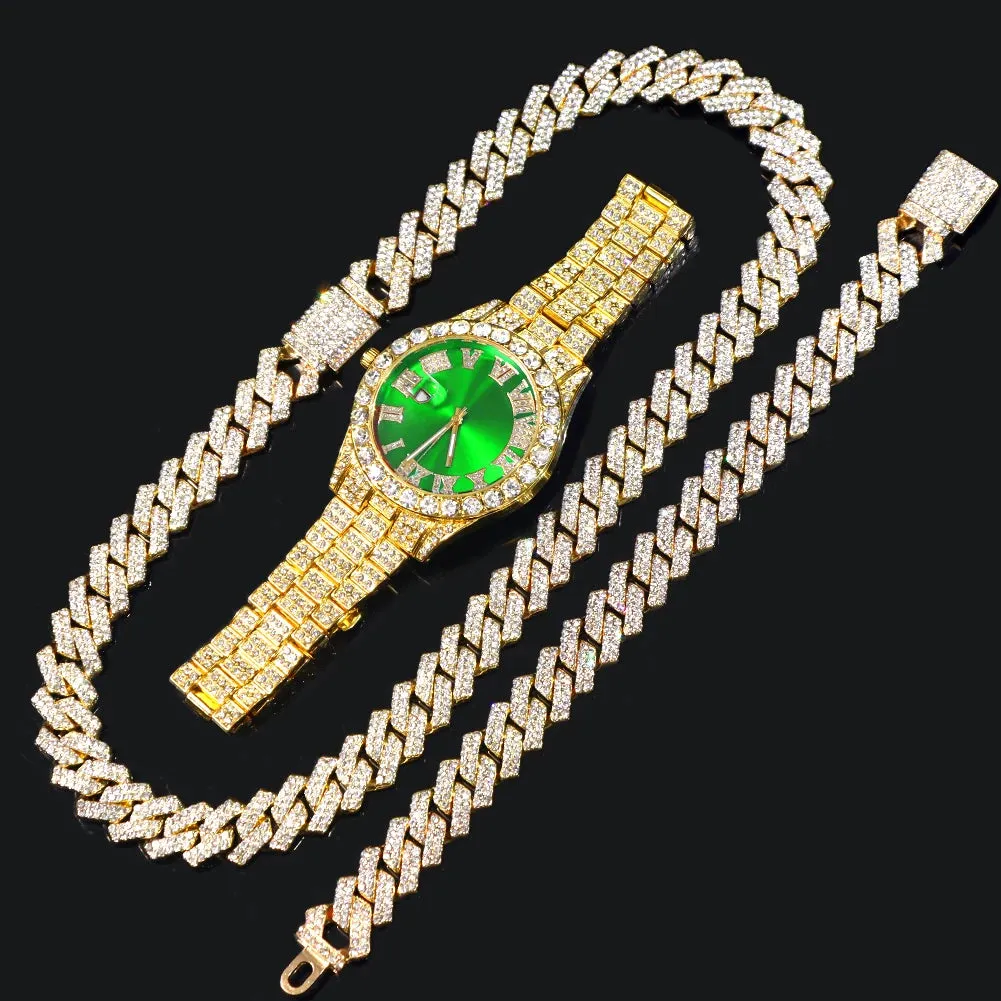 Cuban Chain Iced Jewelry Set