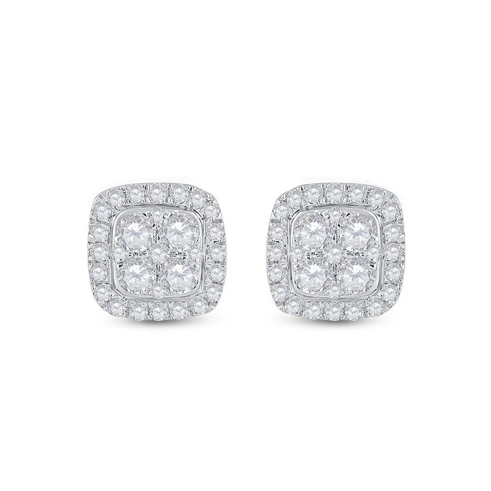 Dazzling Square Diamond Earrings in 14kt White Gold