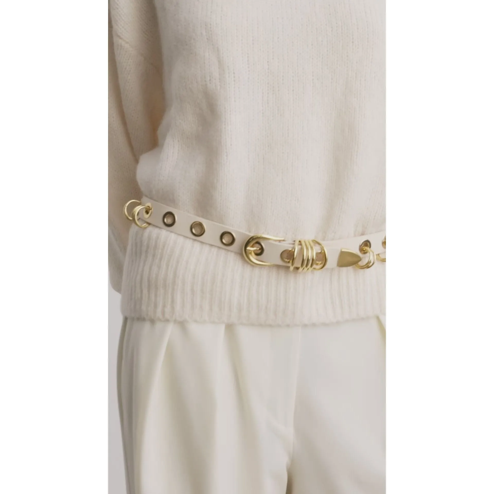 Déhanche Revenge Mixed Metal Belt Ivory Silver Gold