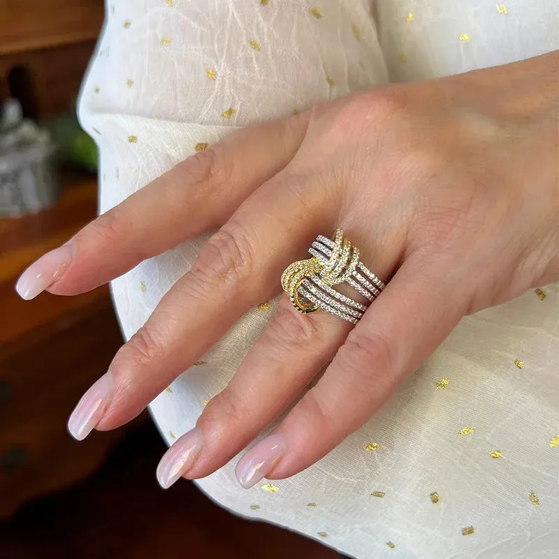 Diamond Criss-Cross Buckle Ring