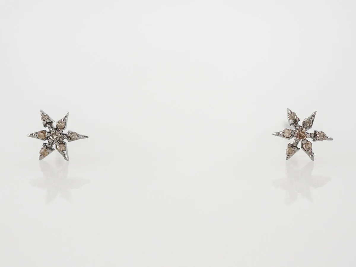 Earrings Modern .04 Round Brilliant Cut Diamonds in Sterling Silver