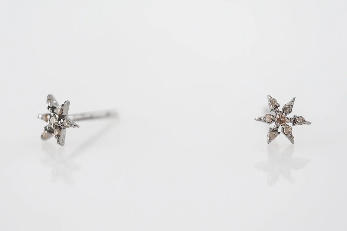 Earrings Modern .04 Round Brilliant Cut Diamonds in Sterling Silver