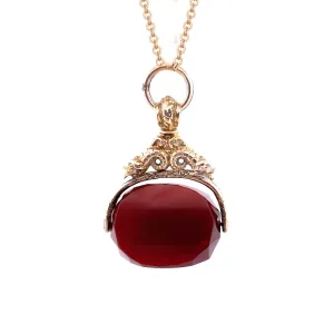 Exquisite 10K Yellow Gold Spinning Carnelian Fab Pendant