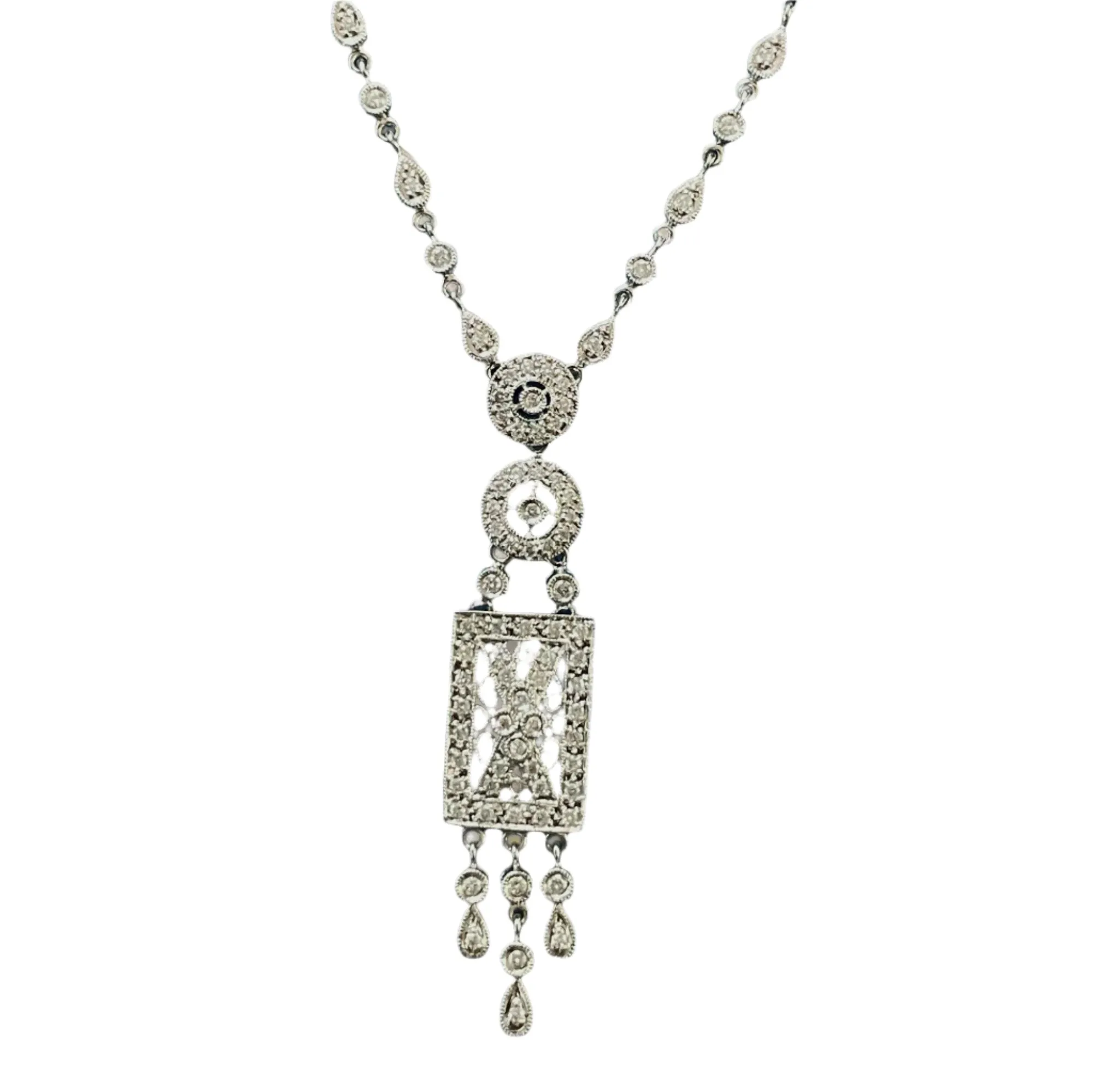 Exquisite 18K Gold Long Necklace with Diamonds