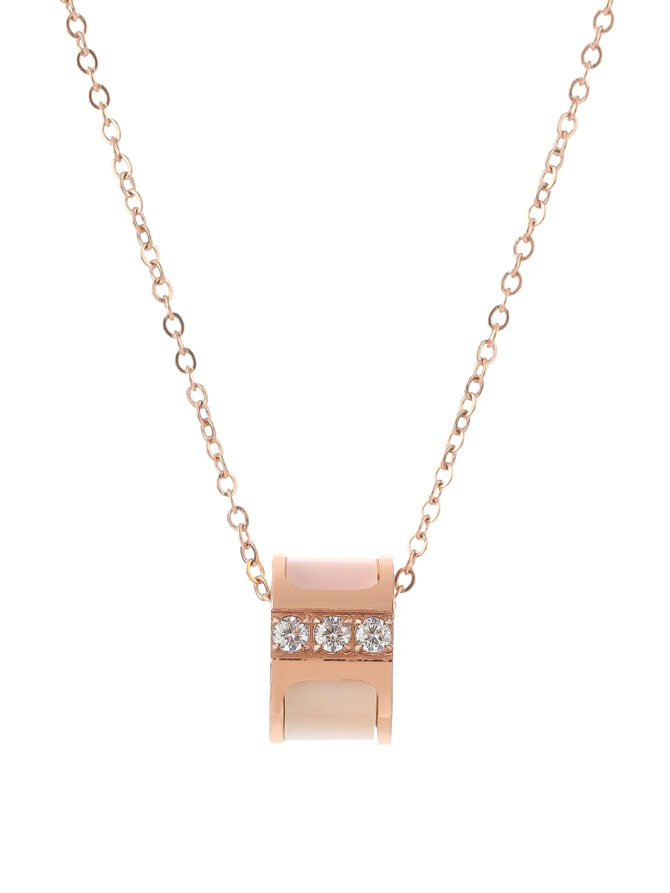 Exquisite 3D hollow round shell diamond necklace.