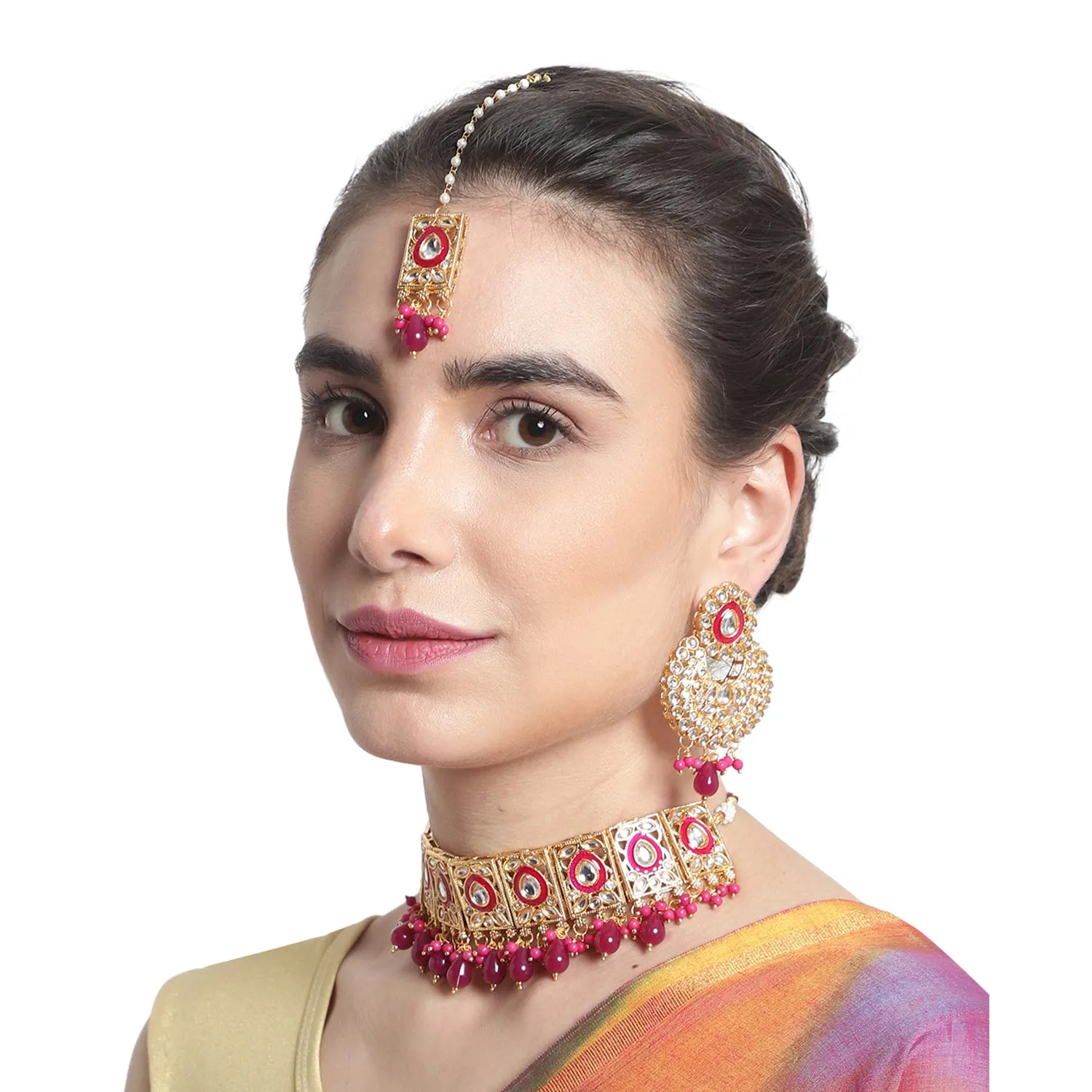 Exquisite Indian Kundan Choker Necklace Set