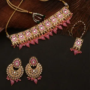 Exquisite Indian Kundan Choker Necklace Set