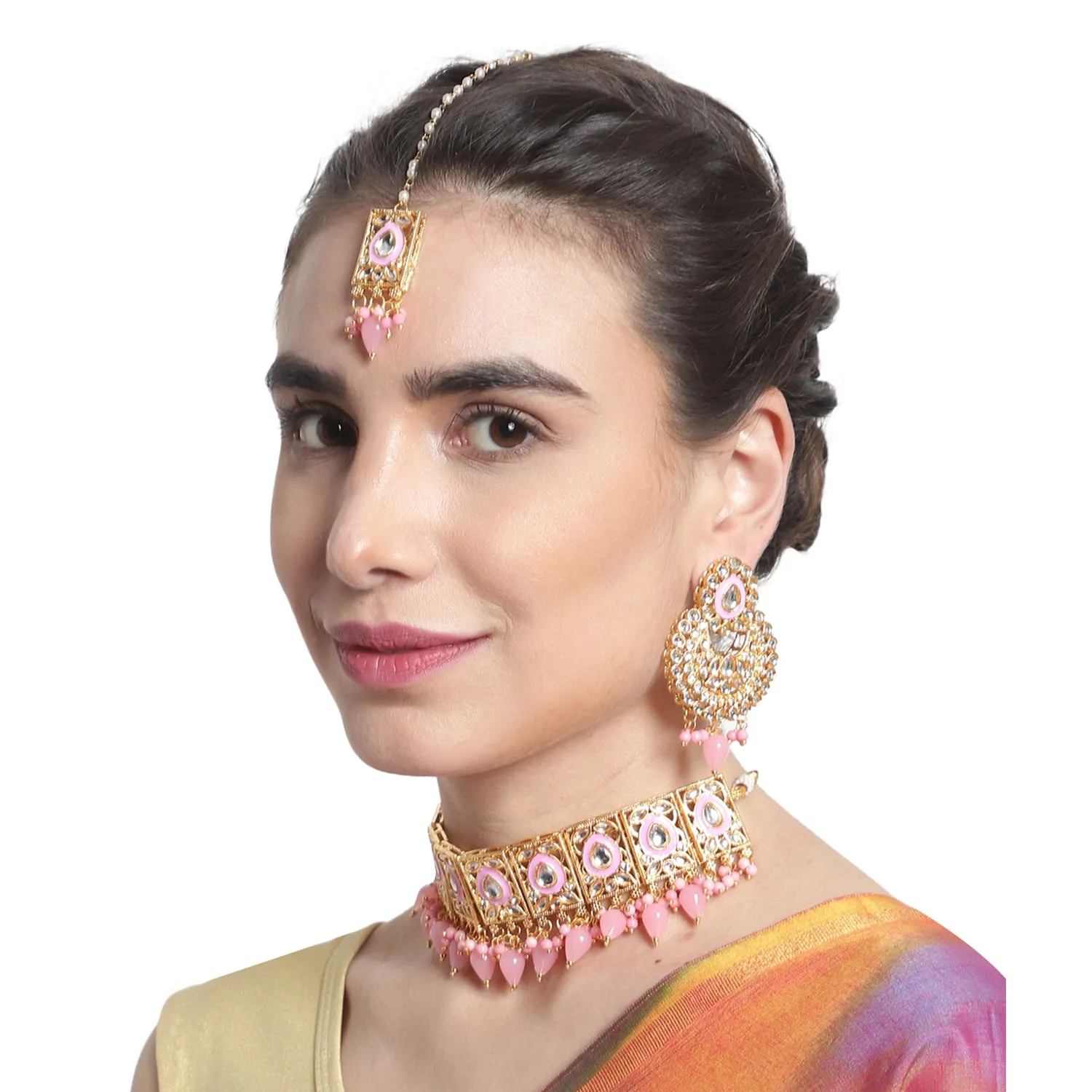 Exquisite Indian Kundan Choker Necklace Set