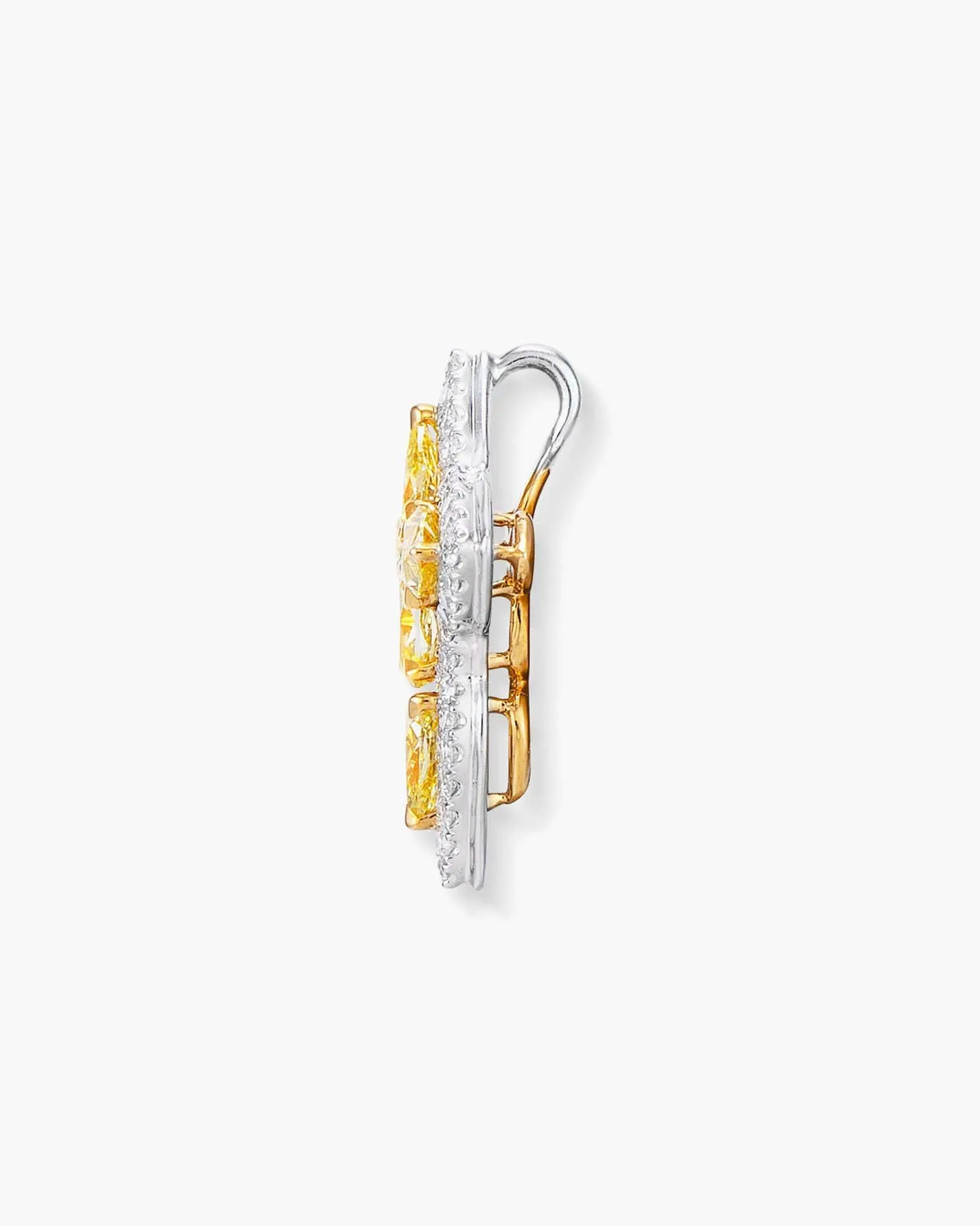 Fancy Shaped Yellow and White Diamond Cross Pendant Necklace, 1.05 carats
