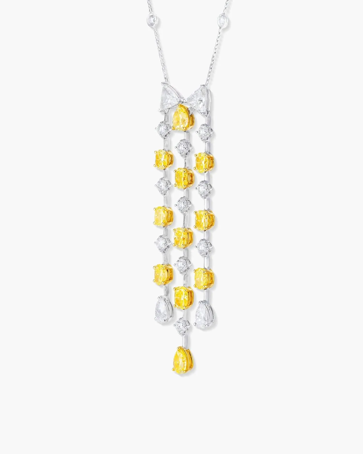 Fancy Shaped Yellow and White Diamond Necklace, 8.60 carats