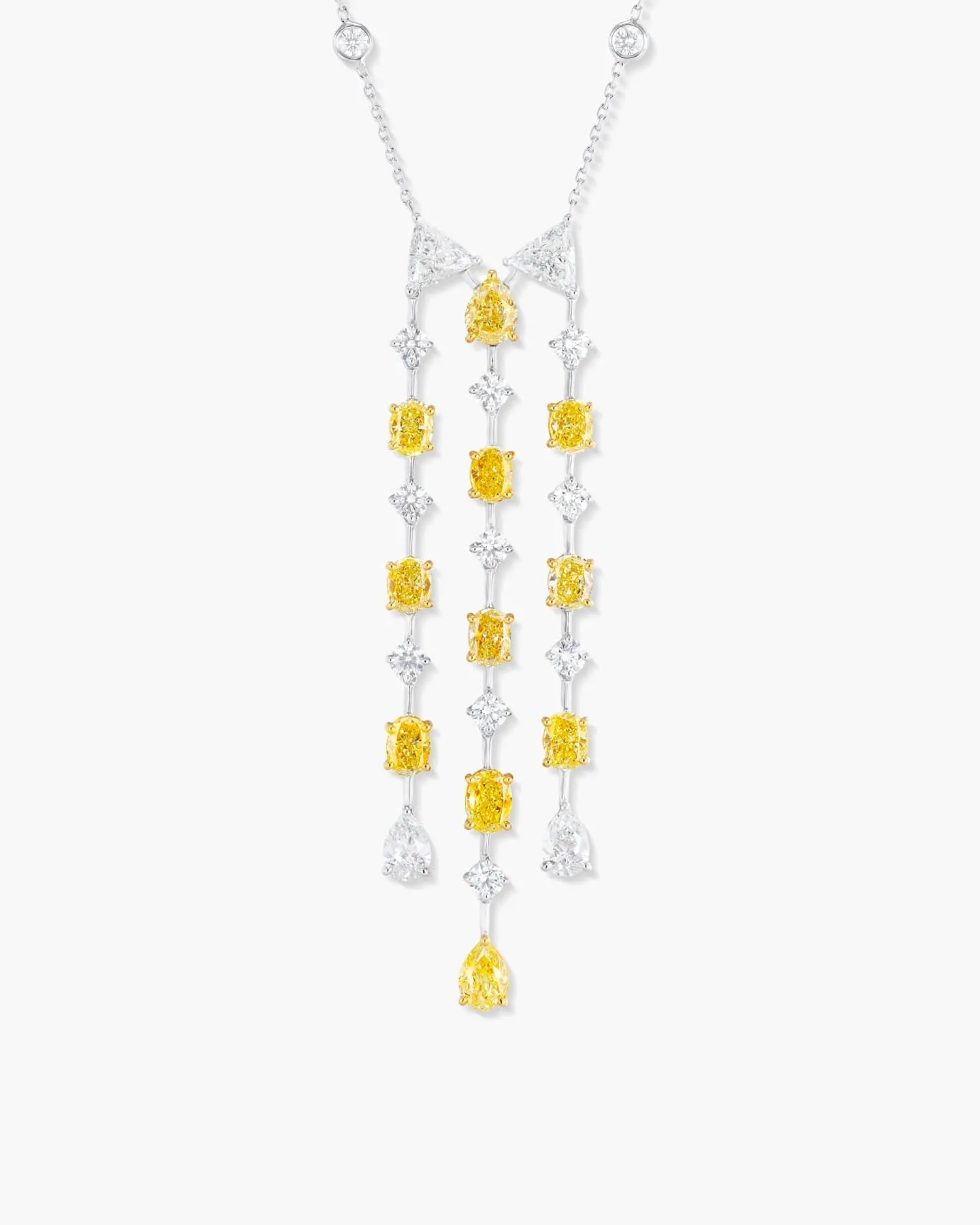 Fancy Shaped Yellow and White Diamond Necklace, 8.60 carats