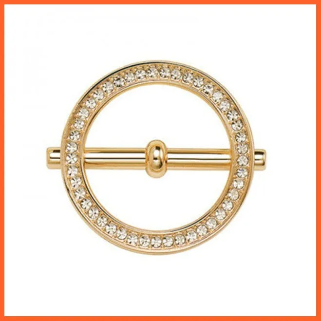 Fashion Hollow Circle Crystal Rhinestone Brooch Shawl Scarves Clip