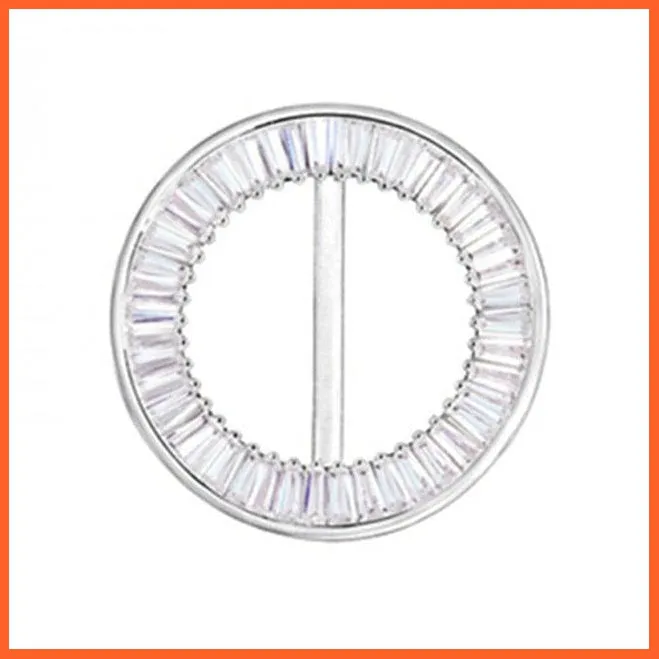 Fashion Hollow Circle Crystal Rhinestone Brooch Shawl Scarves Clip