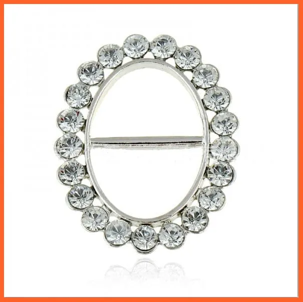 Fashion Hollow Circle Crystal Rhinestone Brooch Shawl Scarves Clip