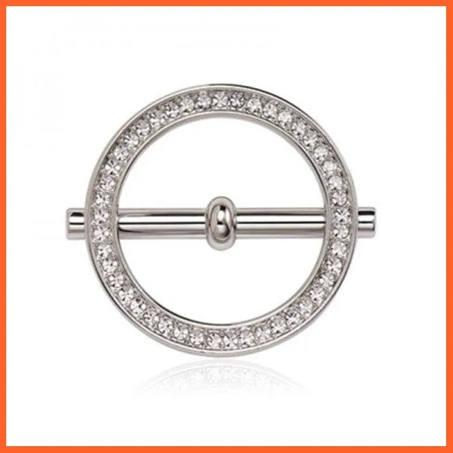 Fashion Hollow Circle Crystal Rhinestone Brooch Shawl Scarves Clip