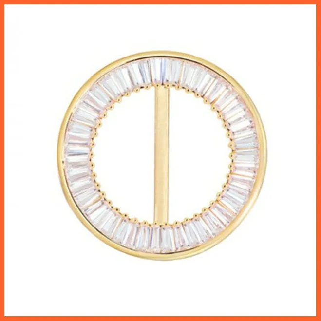 Fashion Hollow Circle Crystal Rhinestone Brooch Shawl Scarves Clip