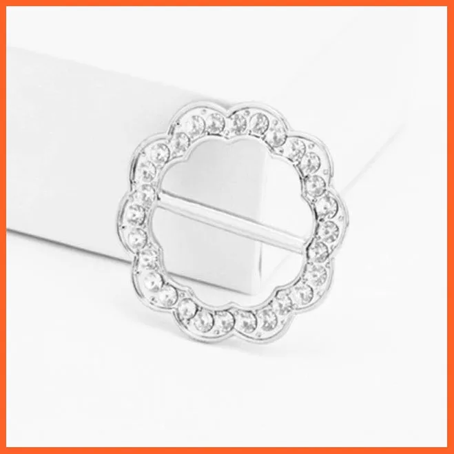 Fashion Hollow Circle Crystal Rhinestone Brooch Shawl Scarves Clip