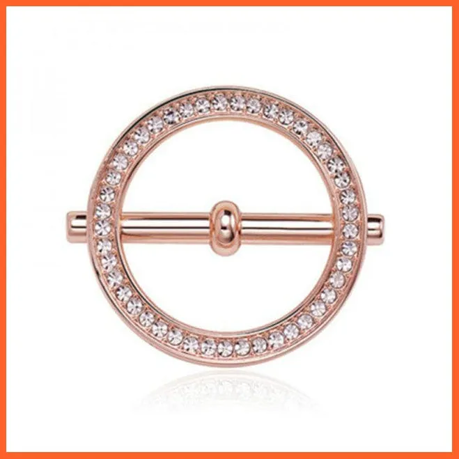 Fashion Hollow Circle Crystal Rhinestone Brooch Shawl Scarves Clip