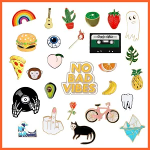 Fashion Rainbow Enamel Lapel Cartoon Pins | Fruits Food Mix Brooch Badges