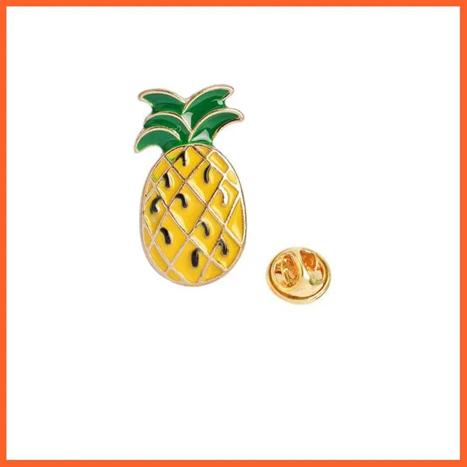Fashion Rainbow Enamel Lapel Cartoon Pins | Fruits Food Mix Brooch Badges