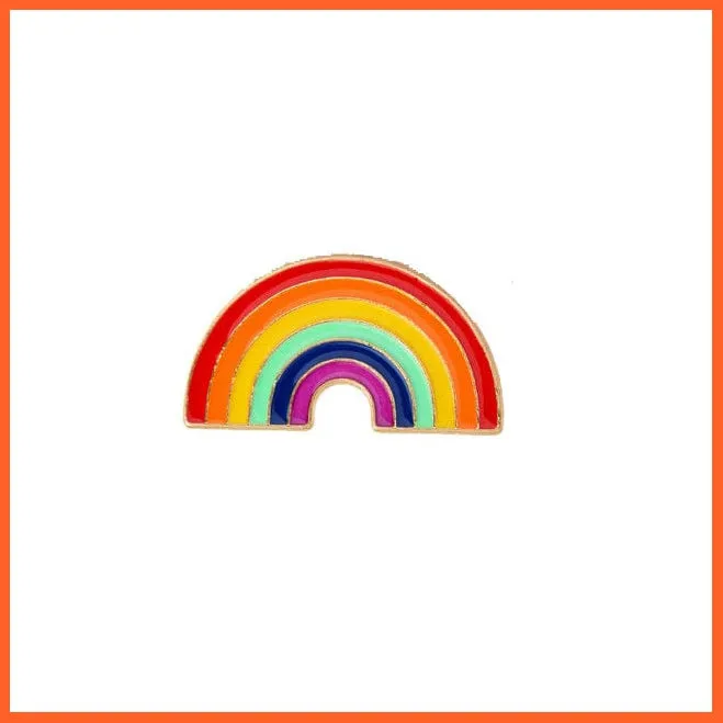 Fashion Rainbow Enamel Lapel Cartoon Pins | Fruits Food Mix Brooch Badges