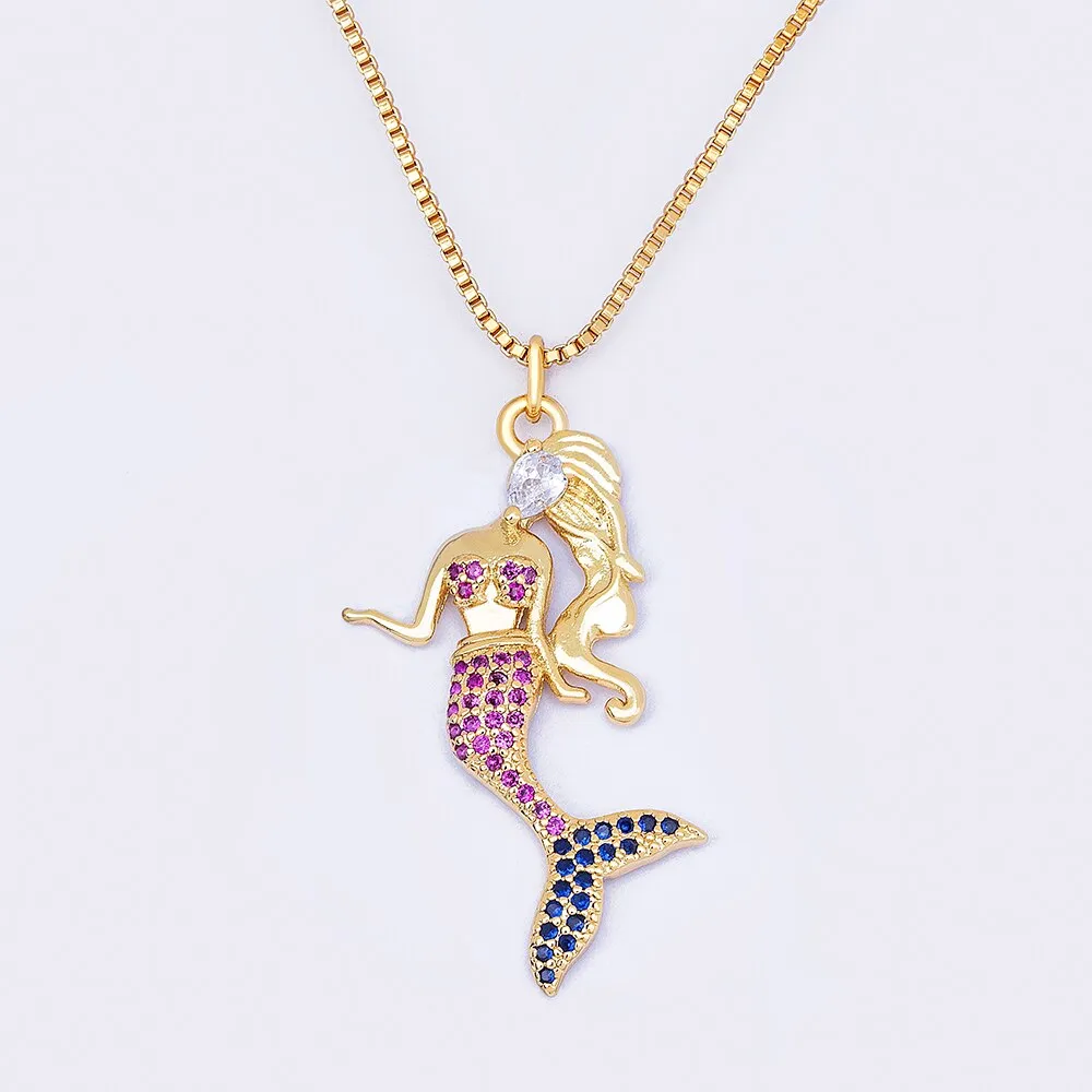Gold Plated Exquisite Fashion Mermaid Pendant Necklace