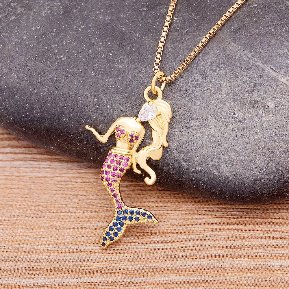 Gold Plated Exquisite Fashion Mermaid Pendant Necklace