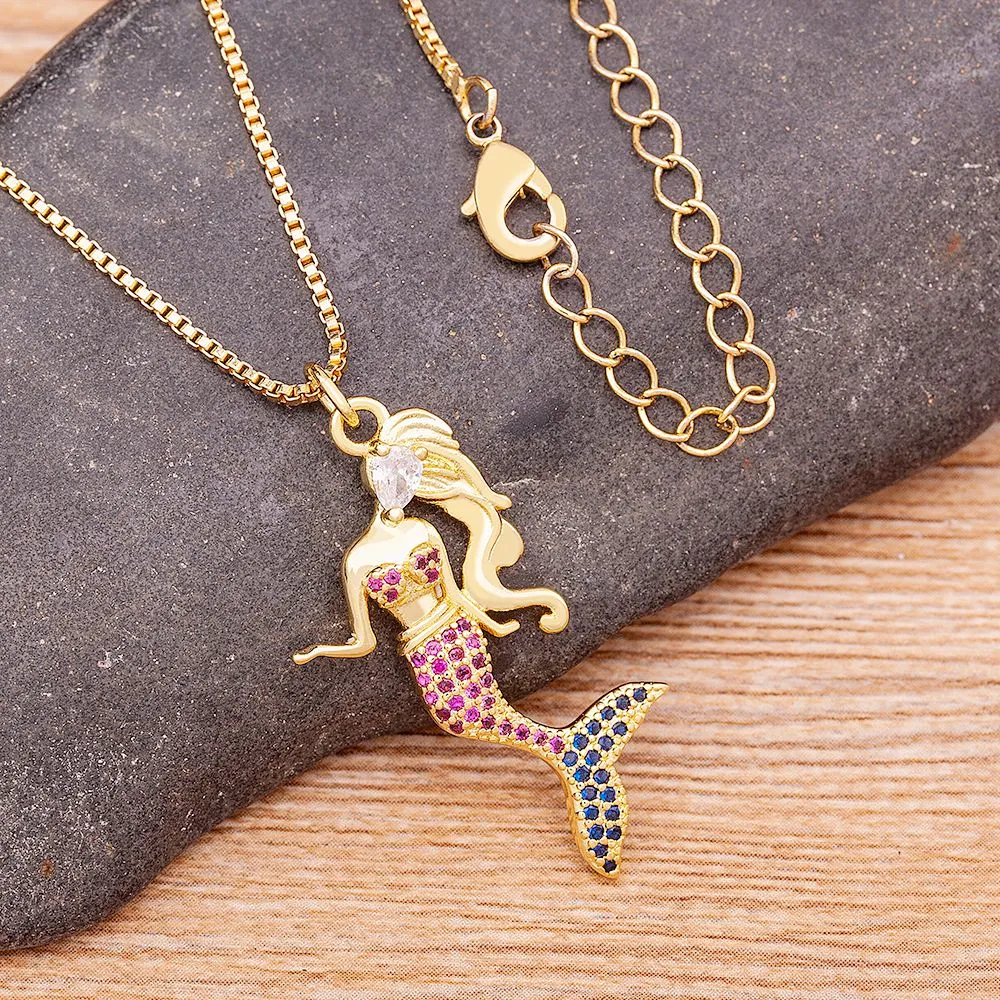Gold Plated Exquisite Fashion Mermaid Pendant Necklace