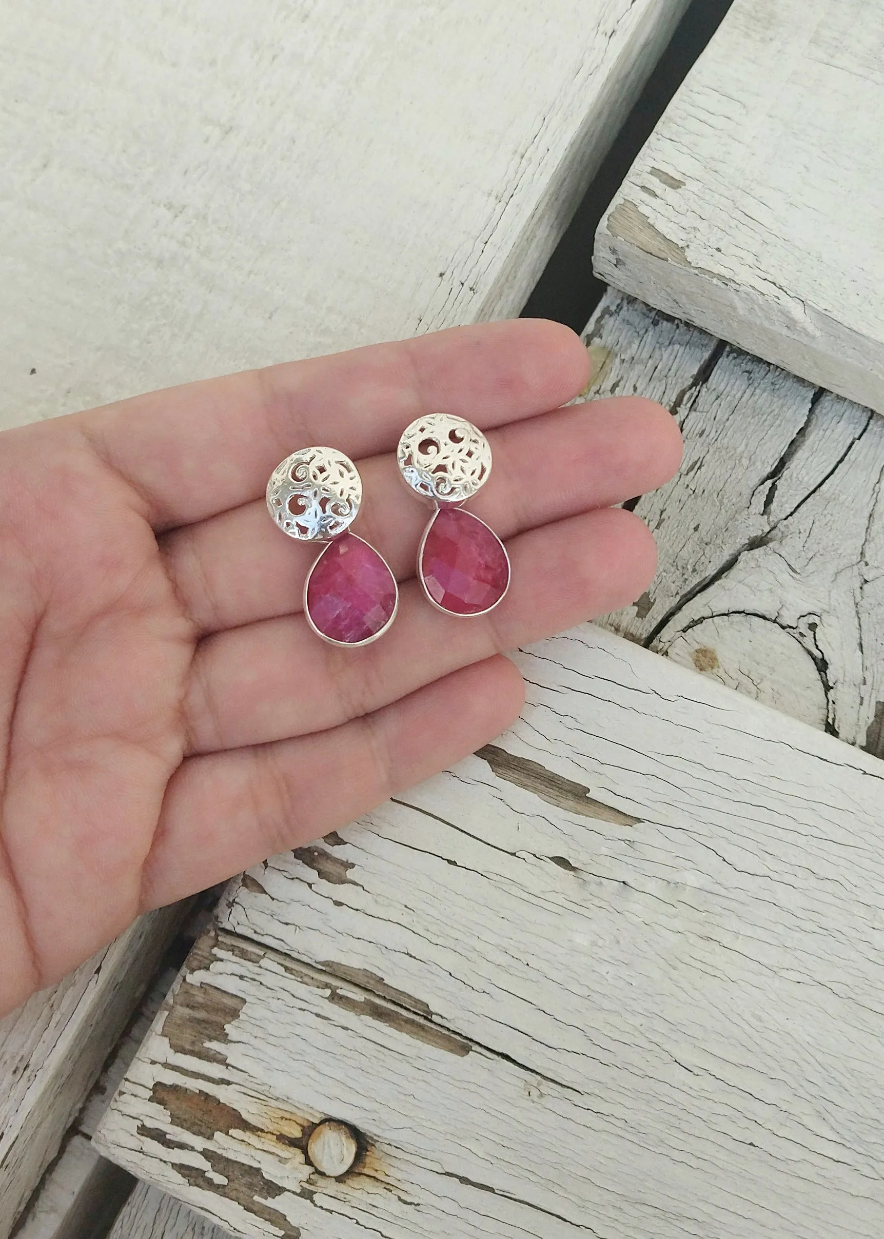 Gold Ruby Birthstone Earrings