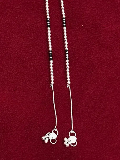 Graceful Silver Color Anklets With Beads Design For Women