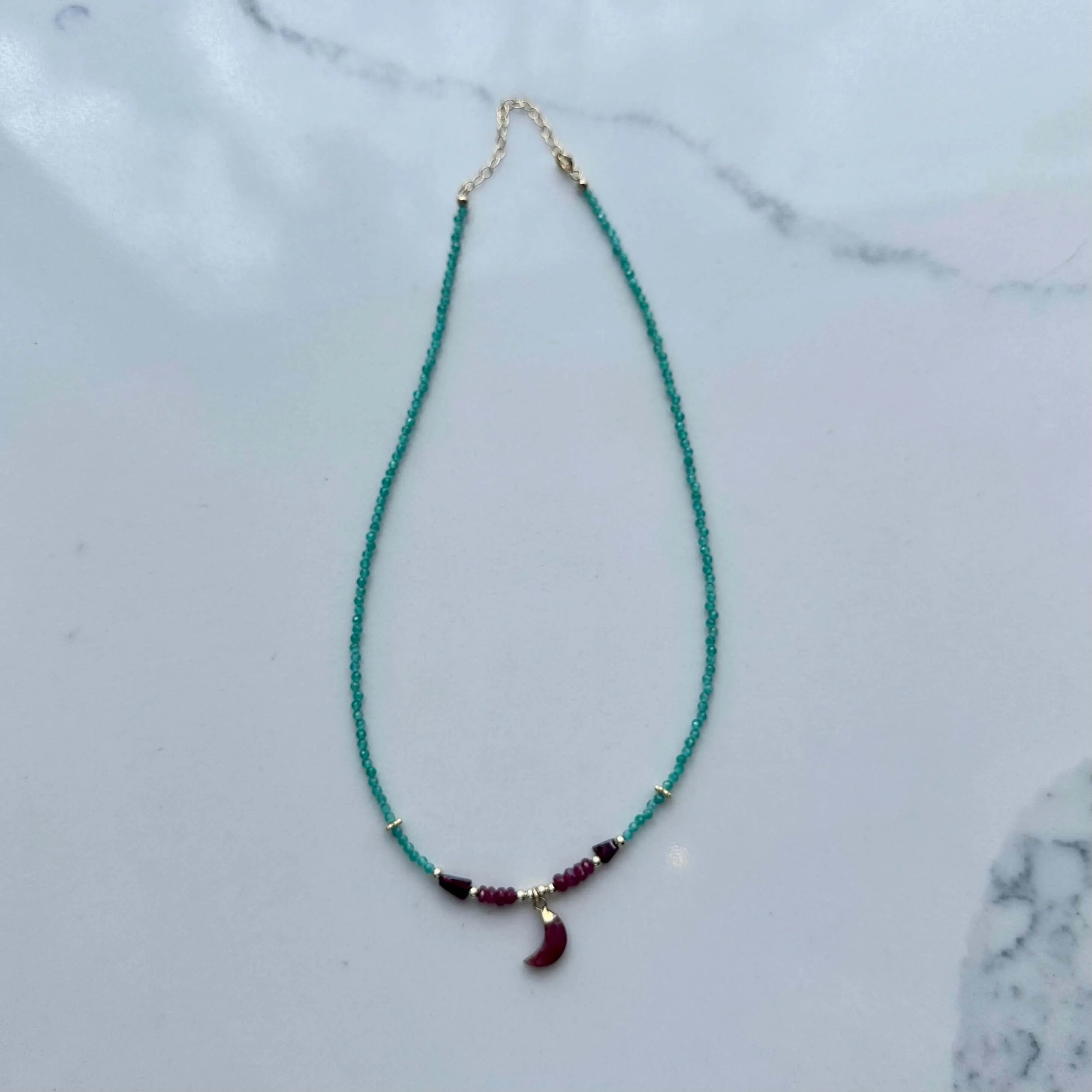 Half Moon Ruby Green Onyx Choker
