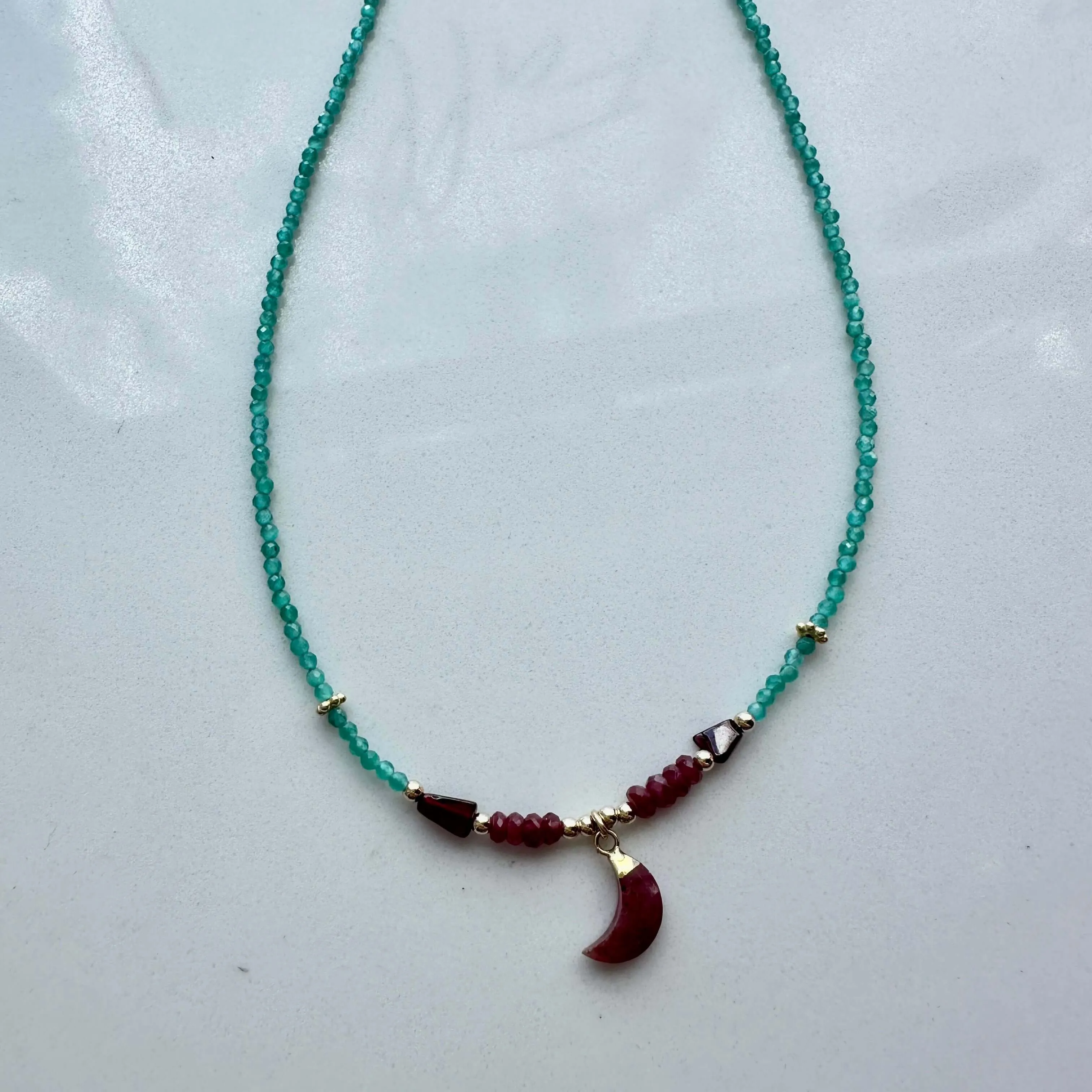 Half Moon Ruby Green Onyx Choker