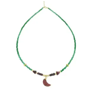 Half Moon Ruby Green Onyx Choker
