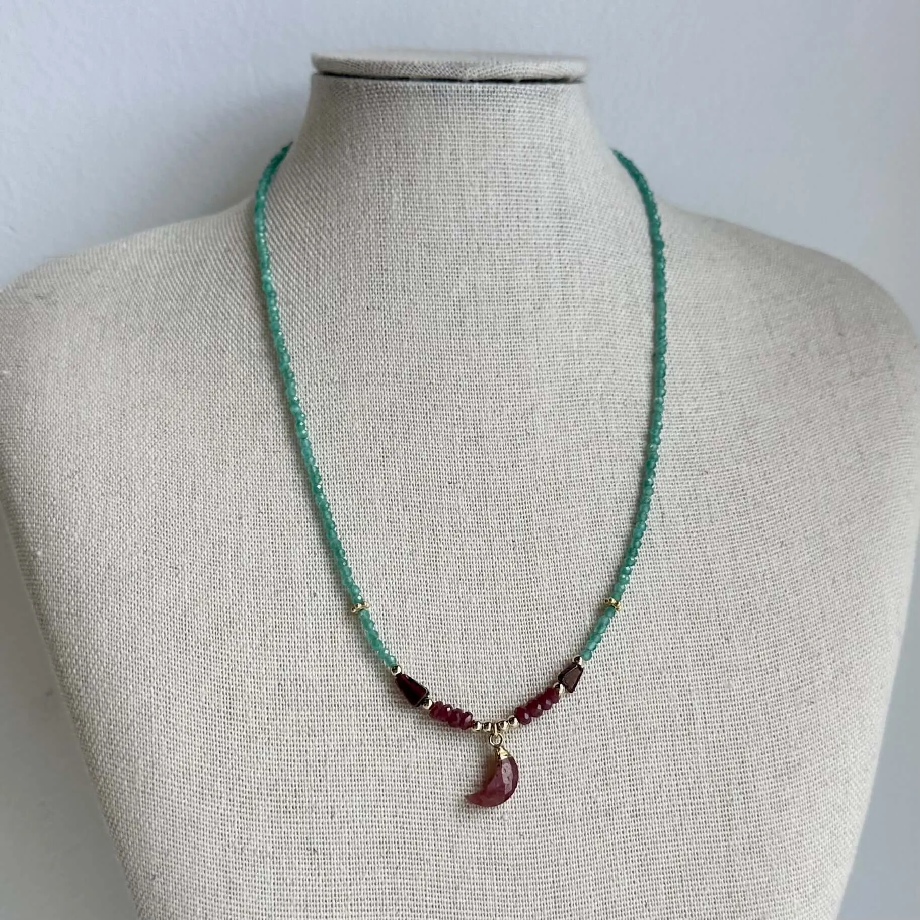 Half Moon Ruby Green Onyx Choker